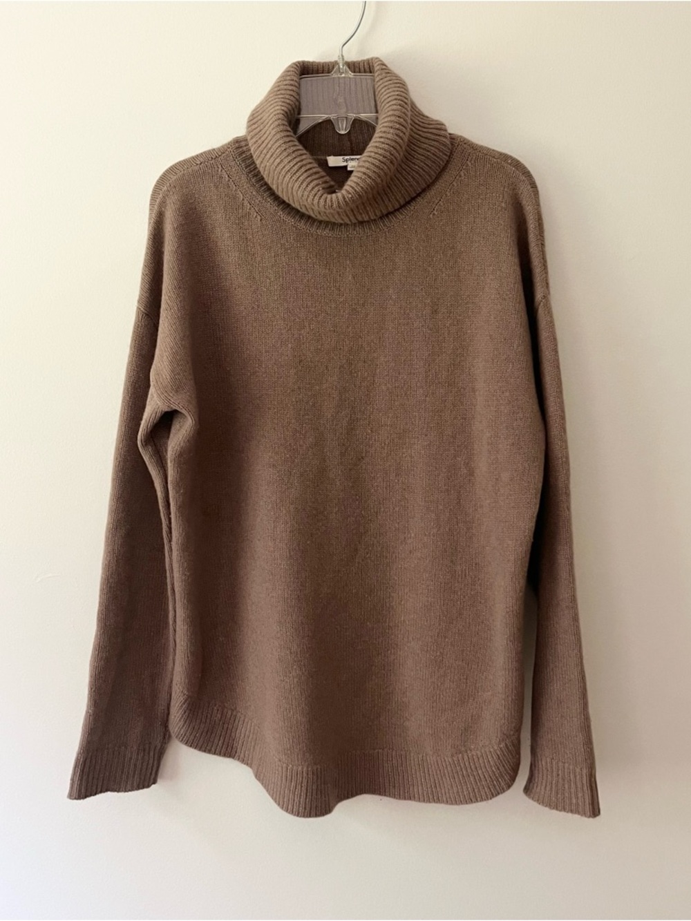 Splendid Cashmere Turtleneck Sweater XS Neutral Beige Relaxed Fit Cozy Lux